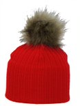Nora - Red Faux Fur Pom-Pom Hat