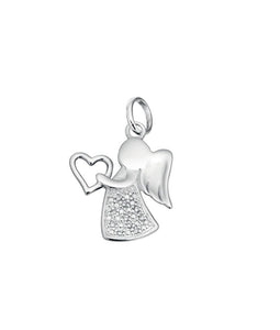 Silver Angel with Heart Pendant Necklace