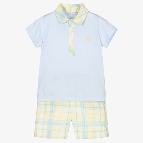 Younger Boys Blue & Yellow Shorts Set