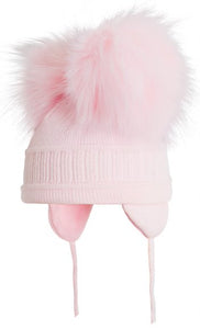 Tindra - Soft Pink Double Faux Fur Pom-Pom Hat